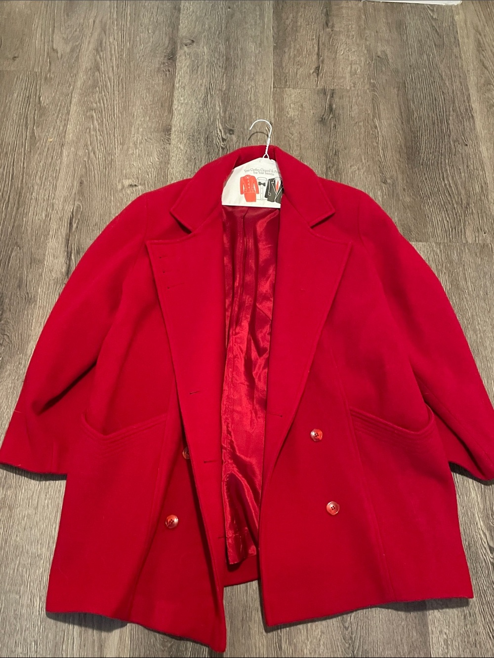 Women's Double-Breasted Red Pea Coat